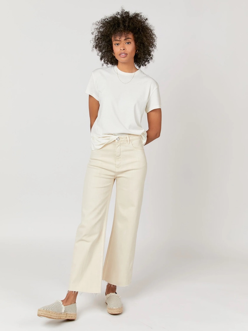 Oliver Logan Aberdeen Wide Leg Crop Jeans Ecru Women’s 27